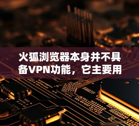 火狐浏览器本身并不具备VPN功能,它主要用于浏览网页。如果你希望使用火狐浏览器连接VPN,你需要采取以下步骤 火狐浏览器本身并不具备VPN功能,它主要用于浏览网页。如果你希望使用火狐浏览器连接VPN,你需要采取以下步骤