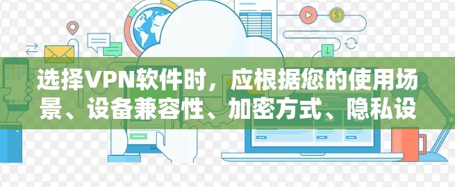 选择VPN软件时,应根据您的使用场景、设备兼容性、加密方式、隐私设置以及预算等多方面因素进行综合考虑。以下是对VPN软件的推荐和建议 选择VPN软件时,应根据您的使用场景、设备兼容性、加密方式、隐私设置以及预算等多方面因素进行综合考虑。以下是对VPN软件的推荐和建议